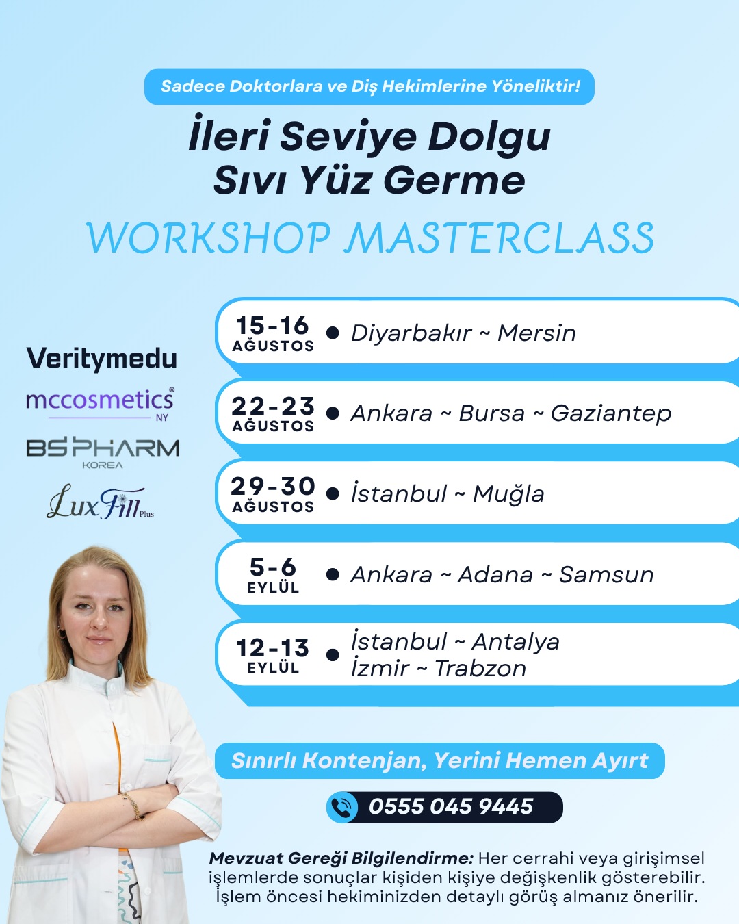 Verity medikal estetik workshop duyuru afişi